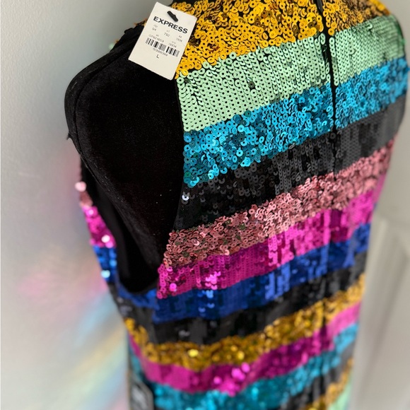 Express Sequin Dress with Bold Stripes - Picture 5 of 5